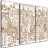 3-delige canvasprint, Happy City 