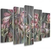 Leinwandbild 5 teilig, Iris Blumen 