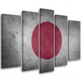 Leinwandbild 5 teilig, Flagge von Japan 