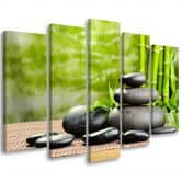 Leinwandbild 5 teilig, Zen Spa Bambus Steine 