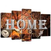 Wandbild 5-teilig, Home Retro Vintage Aufschrift 
