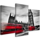Leinwandbild 3-teilig, Roter Londoner Bus 