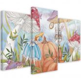 Leinwandbild 3 teilig, Little Alice im Land der Wunder 