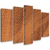 Leinwandbild 5 teilig, Leopard Leopard Pelfpatches Muster 