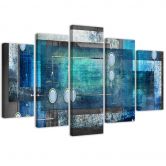 5-delige canvasprint, abstract blauw 