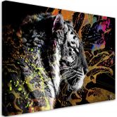 Leinwandbild, Tiger auf farbenfrohen Hintergrund 