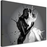 Tableau sur toile, Amour de couple abstrait café et lait 
