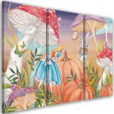 Leinwandbild 3 teilig, Little Alice im Land der Wunder 