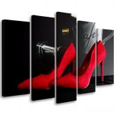 Leinwandbild 5 teilig, Rote Stilettos 