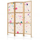 Japanischer Paravent, Raumteiler freistehend, Trennwand - Dots on a Light Pink Background 