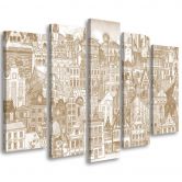 Leinwandbild 5 teilig, Fröhliche Stadt 