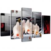 Leinwandbild 5 teilig, Abstrakte Orchideen Weiß 