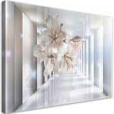 Leinwandbild, Blumen im 3D Korridor 