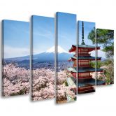 Lærredstryk 5 styk, Japan Mount Fuji 