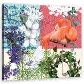 Leinwandbild, Flamingos Vögel collage 