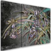 Leinwandbild 3 teilig, Iris Blumen im Wind 