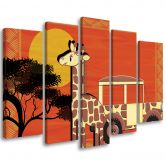 Leinwandbild 5 teilig, Giraffe 