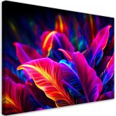Canvas schilderij, Neon gekleurde bladeren 