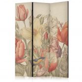 Paravent, Raumteiler freistehend, Trennwand - Bouquet with Tulips on a Light Background 