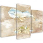 Leinwandbild 3 teilig, Fliegerwal und Schiff 
