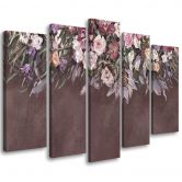 Leinwandbild 5 teilig, Blumen überwachsen 