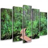 Leinwandbild 5 teilig, Regenwald Steg 