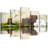 5-delige canvasdruk Zen Spa Kaars Orchidee 