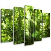 5-delige canvas print bos bladeren groen 