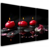 Leinwandbild 3-teilig, Stones Zen Spa-Kerzen 