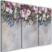 Leinwandbild 3 teilig, Blumen überwachsen 