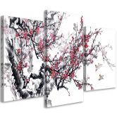 Leinwandbild 3-teilig, Kirschblüte Japan Baum 