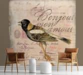 Fototapete, Shabby Chic Beige Hintergrund Vogel Tiere - Andrea Haase 