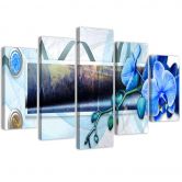 Leinwandbild 5 teilig, Orchidee Blaue Blume 