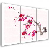 Leinwandbild 3-teilig, Kirschblüte Japan Natur 
