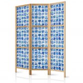 Japanischer Paravent, Raumteiler freistehend, Trennwand - Ceramic Tiles: Traditional Portuguese Blue 