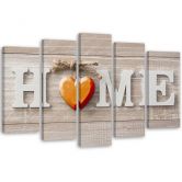5 stykke lærredstryk Home Heart Wood Shabby 