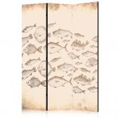 Paravent, Raumteiler freistehend, Trennwand - Sketch of a Fish School 