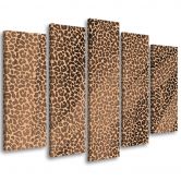 Leinwandbild 5 teilig, Leopard Leopard Pelfpatches Muster 