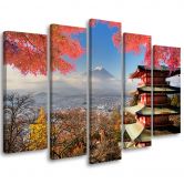 Leinwandbild 5 teilig, Japan Landschaft Berg 