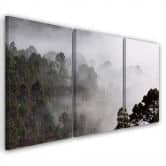 Leinwandbild 3-teilig, Wald im Nebel 