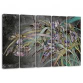 Leinwandbild 5 teilig, Iris Blumen im Wind 