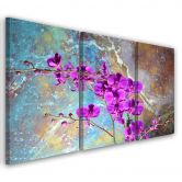 Leinwandbild 3-teilig, Orchidee Blumen Türkis 