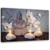 Leinwandbild, Buddha Orchidee Blumen 