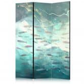Paravent, Raumteiler freistehend, Trennwand - Escaping Fish in Muted Colors Among Sea Depths 