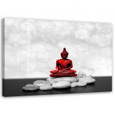Leinwandbild, Roter Buddha auf Steinen 