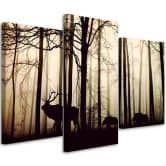 Leinwandbild 3-teilig, Wald Hirsche Tiere Natur 