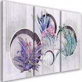 Leinwandbild 3 teilig, Quadratkisten Regale mit Blumen 