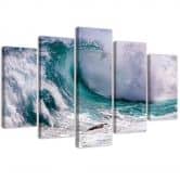 Leinwandbild 5 teilig, Natur Welle Meer 