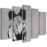 Impression sur toile en 5 parties, Banksy embrassant des policiers 