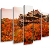 Leinwandbild 5 teilig, Garten Japan Landschaft 